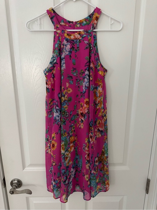 Betsey Johnson Dresses & Skirts - Betsey Johnson Pink Floral Chiffon Halter Dress Size 0